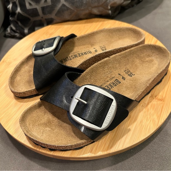Birkenstock Madrid Big Buckle Black Leather Women’s Size 38/7-7.5 NWB - Picture 2 of 11